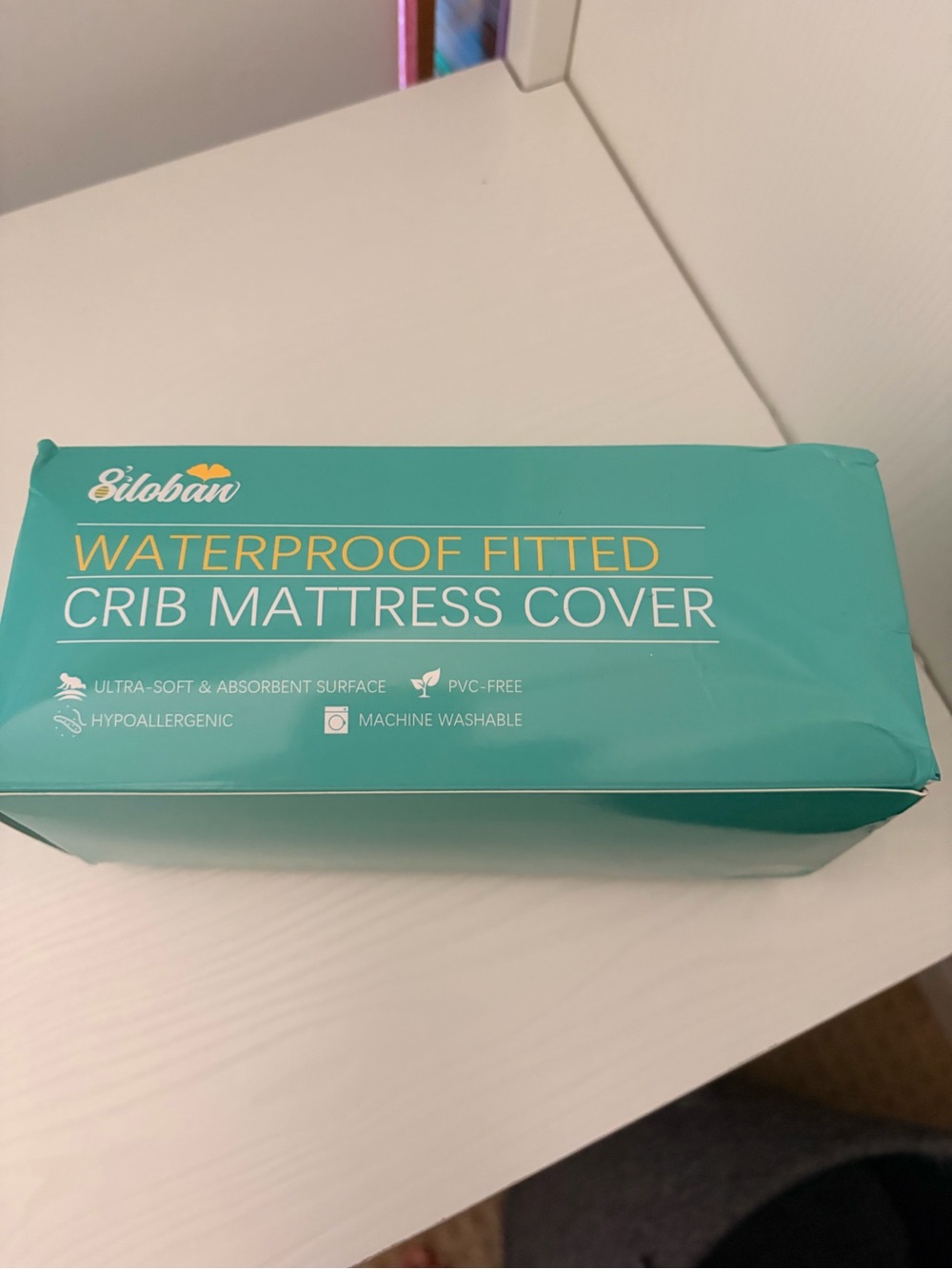 Waterproof Fitted Crib Mattress Cover in white-NEW